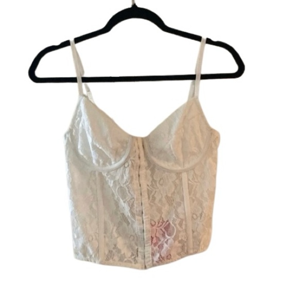 Vine Tree White Lace Crop Corset Size L